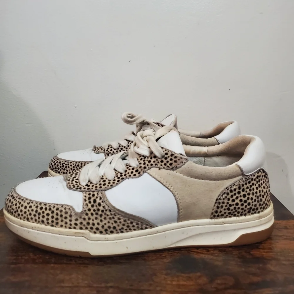 Madewell Court Sneakers Spotted Calf Hair Size 8 Sand Beige